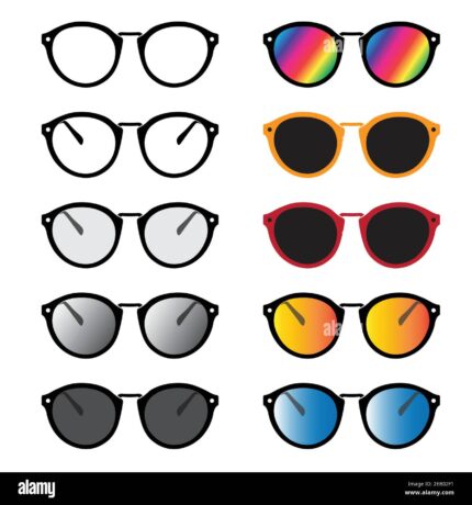 Grupo vectorial de gafas y gafas de sol aisladas sobre fondo blanco icono de gafas ilustracion de vector en capas facil de editar 2eb02f1