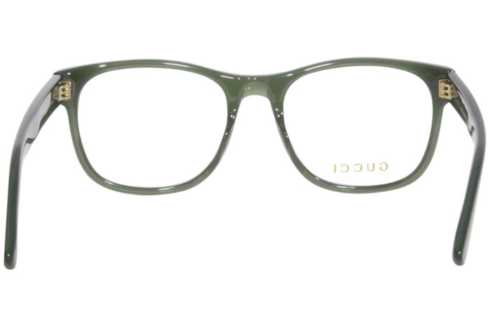 Gucci gg0004on eyeglasses mens full rim square shape transparent green gold logo 011 4