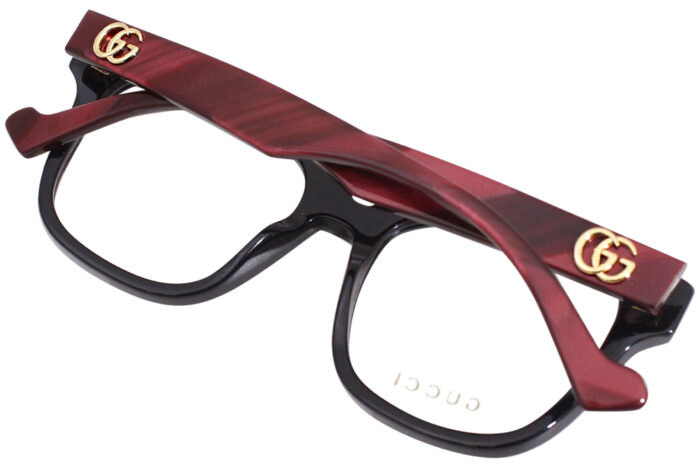 Gucci gg0958o 008 eyeglasses womens black burgundy full rim 52 18 145 black burgundy gold logo 008 5 1
