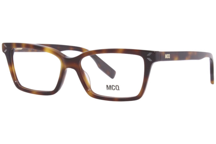 Mcq mq0307o eyeglasses womens full rim rectangle shape havana gold logo 002 1