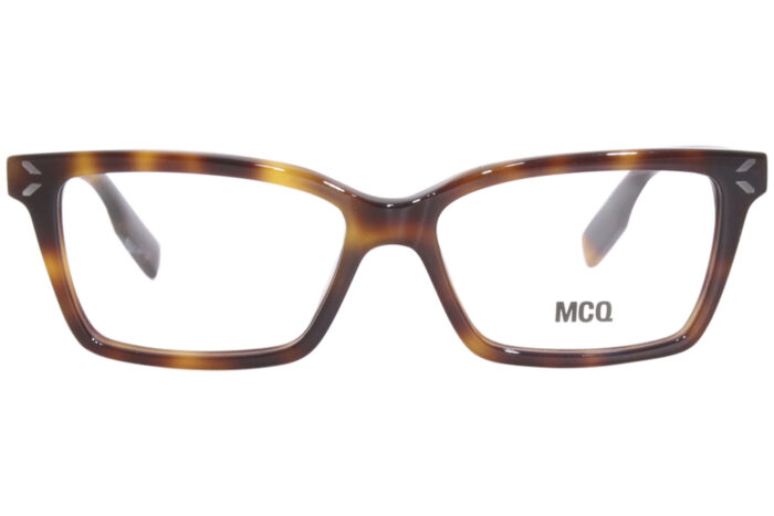 Mcq mq0307o eyeglasses womens full rim rectangle shape havana gold logo 002 2