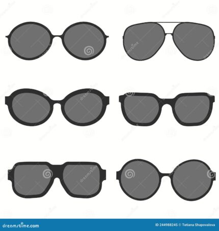 Un conjunto de gafas aisladas sol en fondo blanco iconos modelos vectoriales siluetas 244988245
